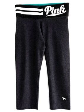 Victoria's Secret PINK YOGA Cropped Leggings Black Gray Teal Yoga Pants Pocket